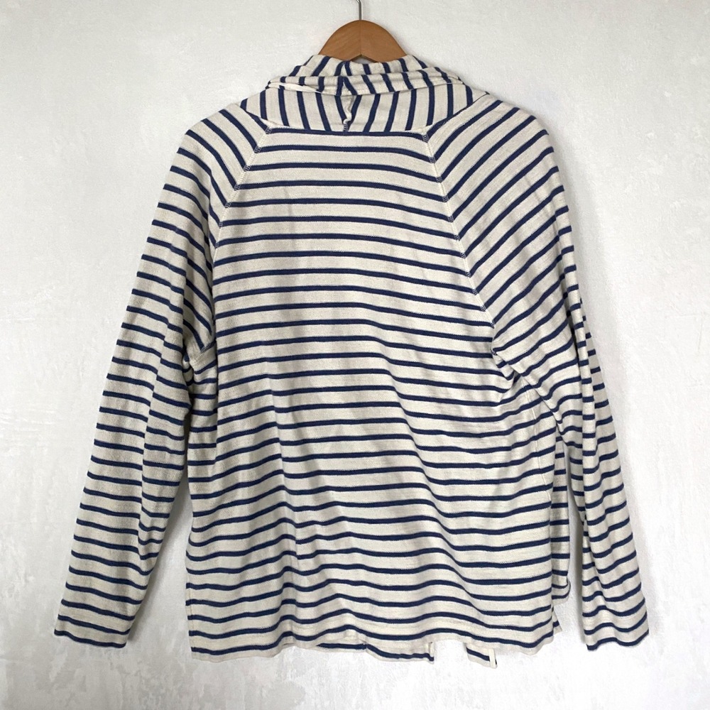 LLBean Striped Long Sleeve Hooded Open Front‎ Cardigan Sweater Women XL - Picture 2 of 6